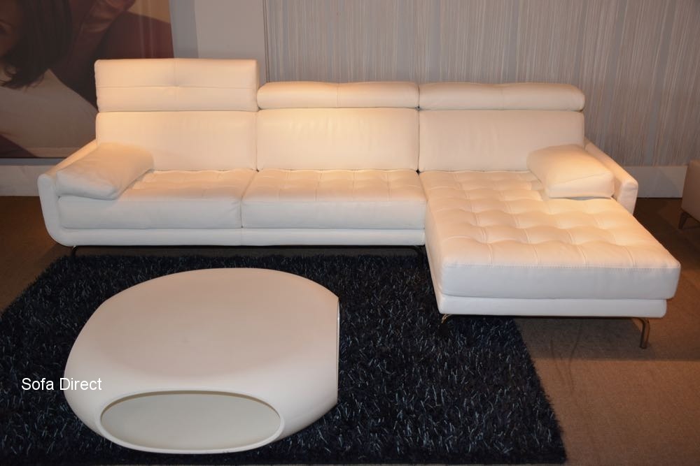 verwarring helaas Laatste Longchair 2,5-zit salon met 3 rugfuncties en wit rundsleder | Sofa oulet  België